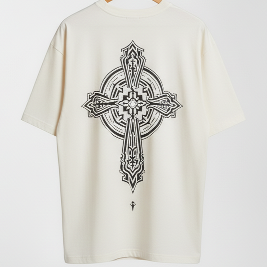 Gothic Cross Graphic Tee | Oversized Streetwear
