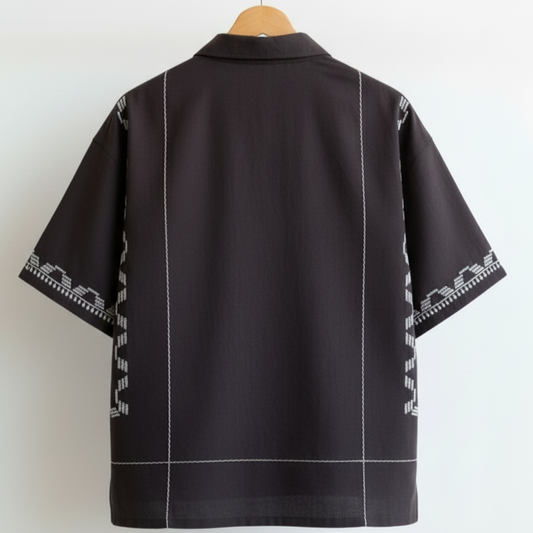 Embroidered Cuban Collar Shirt