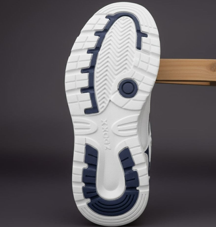 ZEDOXX Stride Nova – White & Navy Lifestyle Sneakers