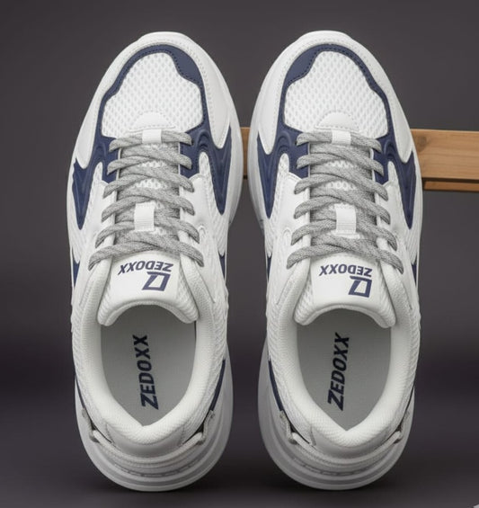ZEDOXX Stride Nova – White & Navy Lifestyle Sneakers