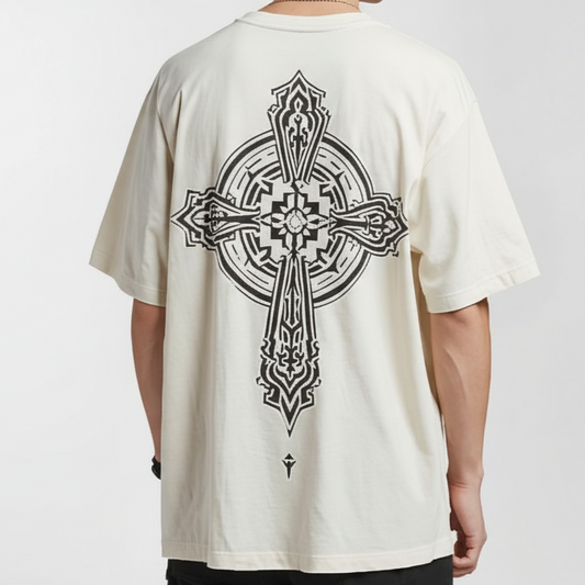Gothic Cross Graphic Tee | Oversized Streetwear